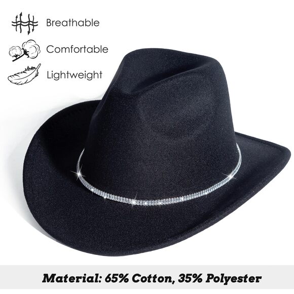 2837 Sparkly Rhinestone Shiny Western Cowboy Cowgirl Hat For Women main image 4